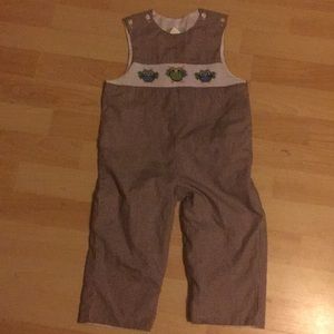 Gingham brown owl  romper Jon Jon